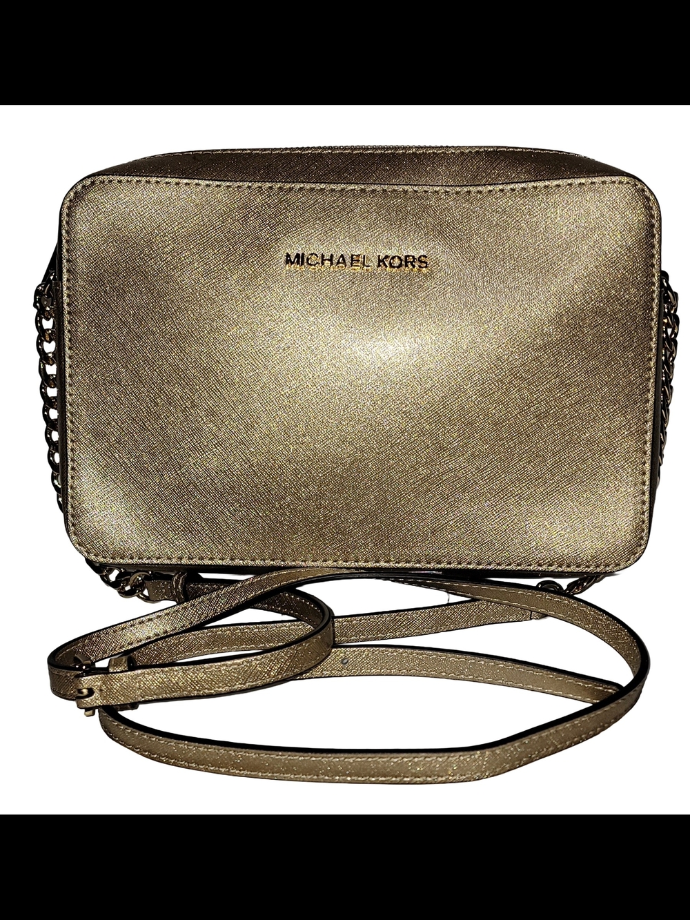 MICHAEL KORS  Gold Saffiano Leather Crossbody